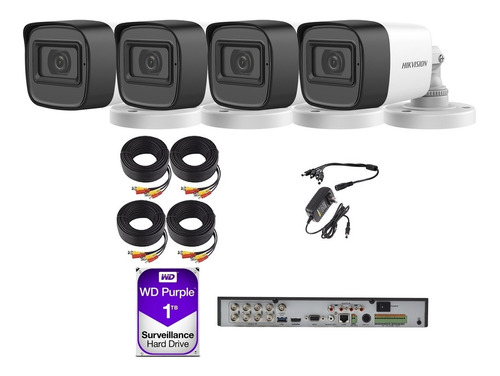 Kit Video Vigilancia 4 Cámaras 5 Mp Cctv 1 Tb Purple Dvr 8