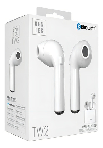 Audifonos Inalámbricos Bluetooth Gentek Tw2 Estuche Carga Color Negro