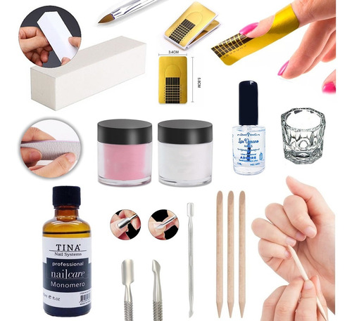 Kit Completo Para Uñas Esculpidas Acrílicas Monomero Polimer