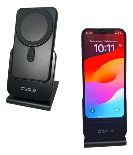 Carregador Indução 3em1 10000mah Para Celular Relógio E Fone Cor Preto