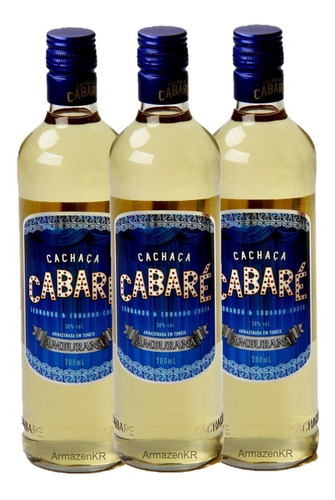 Kit 3 Cachaças Cabaré Amburana 700ml + Brinde