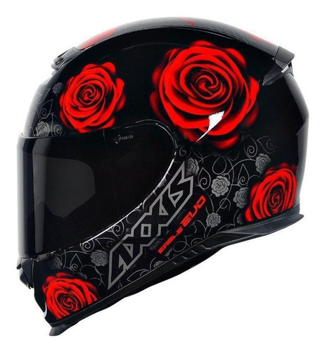 Capacete Axxis Eagle Evo Flowers Gloss Black Red