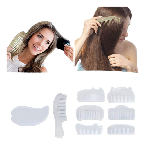 8 Moldes Resina Peines Molde Silicona Para Recoger Cabello