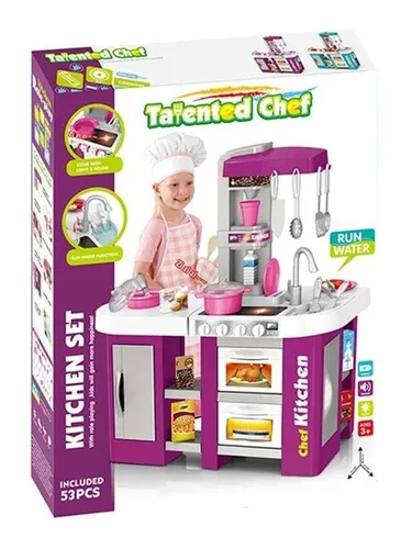 Cocina Infantil Niña Electronico Sonido Luz Accesorios Rosa