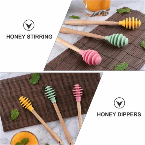 Imagen 3 de 5 de Palito Mielero Para Miel De Silicona Mango Madera Repost