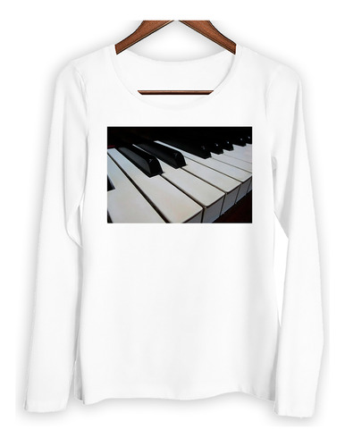 Remera Mujer Ml Piano Teclas De Perfil Musical Deco M2