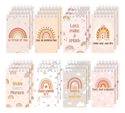 24 Mini Cuaderno Estilo Bohemio Arco Iris Inspirador Espiral