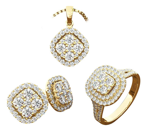 Un Conjunto De Tres Piezas De Collar Y Pendientes De Diamant