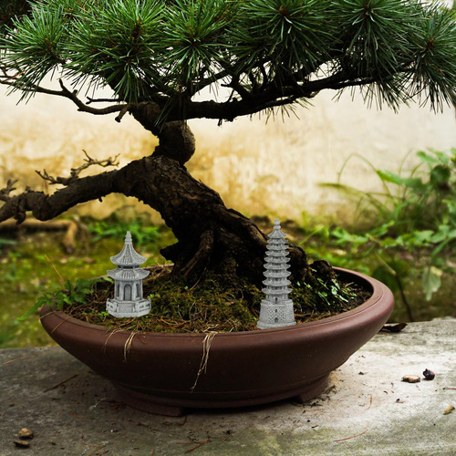 Yardwe 4 Pcs Mini Pagoda Ornaments, Estatua De Pagoda En Min