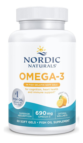 Omega-3 690 Mg Nordic Naturals Limón 60 Geles Cápsulas blandas