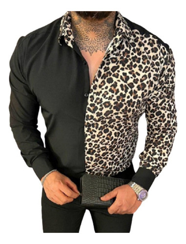 Sino Camisa De Solapa Con Estampado De Tendencia De Moda De