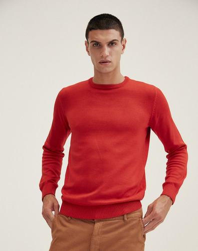 Sweater Voer, Hombre, Escote Redondo, Algodón, Rojo, Equus