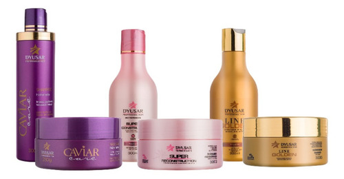 Dyusar Cosméticos Cronograma Capilar Home Care completo com shampoos e máscaras de tratamento Home Care de coco en embalagens plásticas de 1.75L de 1.75kg