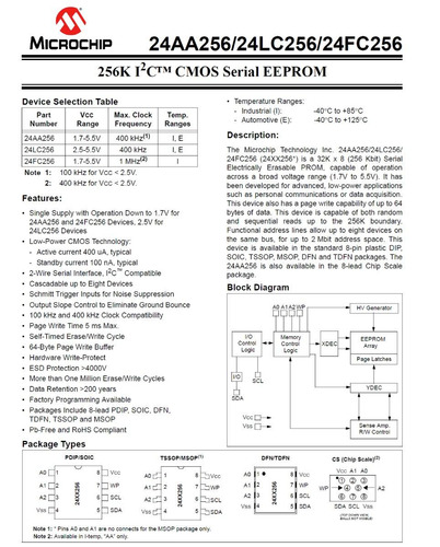 24lc256-e/p Memoria Eeprom Microchip 256kb