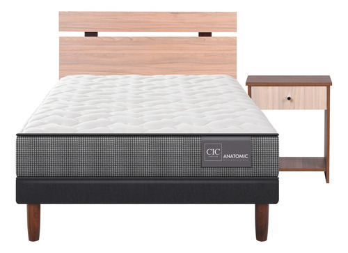 Cama Europea Anatomic 1.5 Plazas + Set Olmo
