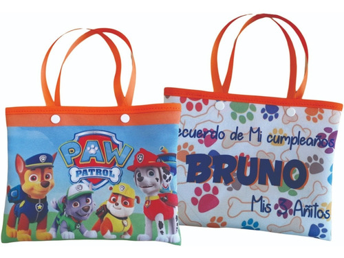 10 Bolsitas Tela 14x20  Souvenir Personalizadas - Paw Patrol