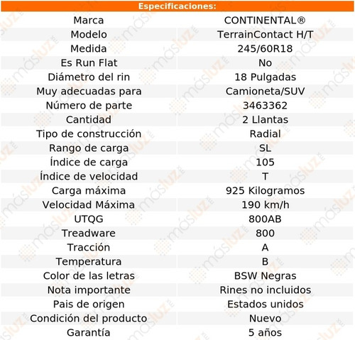 Par Llantas Terraincontact H/t Continental 245/60r18 105t Sl