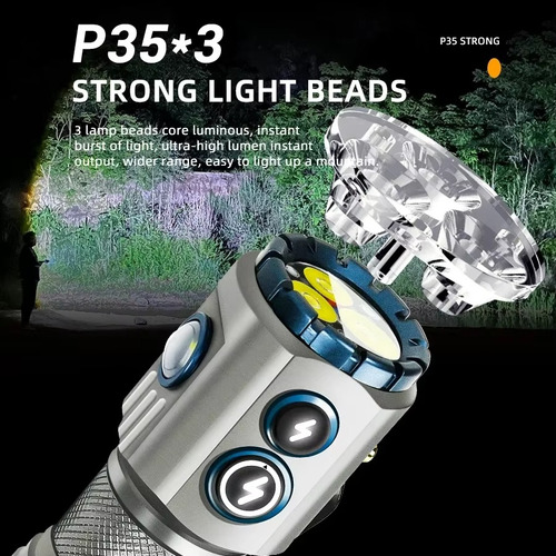 Linterna De 3 Led, Lámpara Lateral Rgb Mejorada De 2000 Lúme