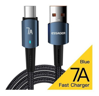 Cable Cargador Datos Tipo C Carga Rapida 100W 7A Para Huawei/ Honor/ Samsung/ Oppo/ Realme/ Vivo/ OnePlus - (QC - SCP - AFC - SuperVOOC - IQOO - DART - WARP Charge) Azul 1 Metro