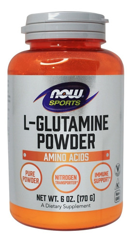 L Glutamine Powder Now Sports Aminoácidos Puro Em Pó 170g Sabor Natural