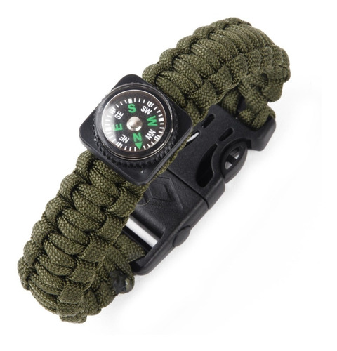 Pulsera Supervivencia Paracord,silbato,pedernal,brújula