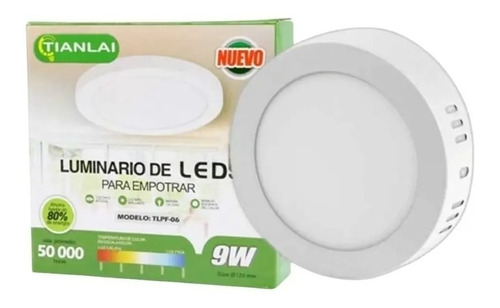 Paquete 5 Pz Lampara Sobreponer Led 9w Plafon Redonda 12cm Color Blanco