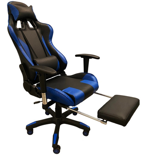 Silla Pc Gamer 06 Azul 2 Almohadones/apoyapies 150 Kilos