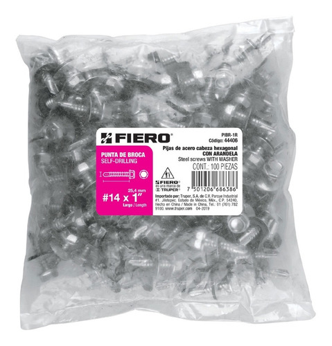 Pijas Punta Broca, 1'' Rondanas, Caja 100 Pz, Fiero, 44406