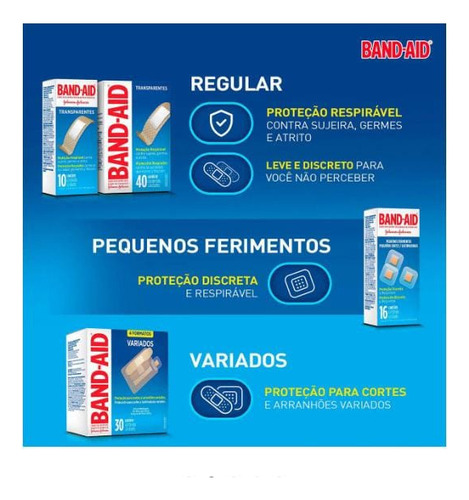 Kit C/6 Caixas Curativos Band-aid Pequenos Ferimentos 16 Un
