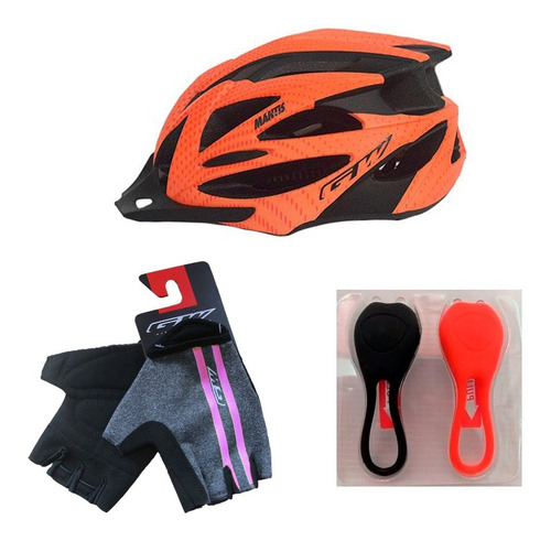 Casco Gw + Guantes Gw + Luces Gw Ciclismo Mtb Ruta