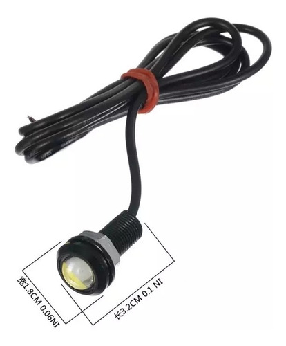 Luz Led Placa 18mm 12v 3w Ojo Aguila Tornillo Exploradora