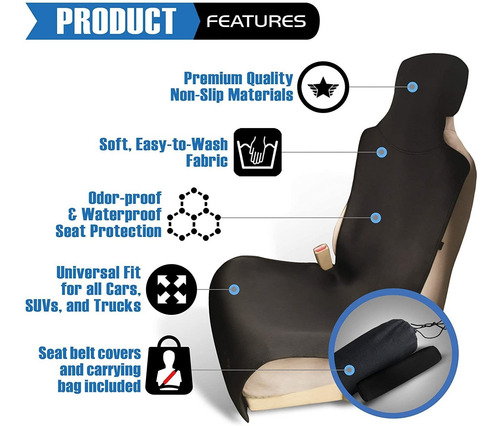 Imagen 2 de 6 de Ryzen - Funda De Neopreno Impermeable Para Asiento De Coche,
