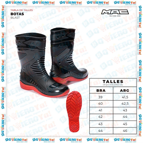 Imagen 4 de 10 de Botas Lluvia Impermeable Moto Mac Blast Negro Rojo Pvc