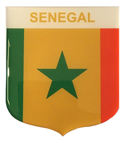 Adesivo Resinado Em Escudo Da Bandeira Do Senegal