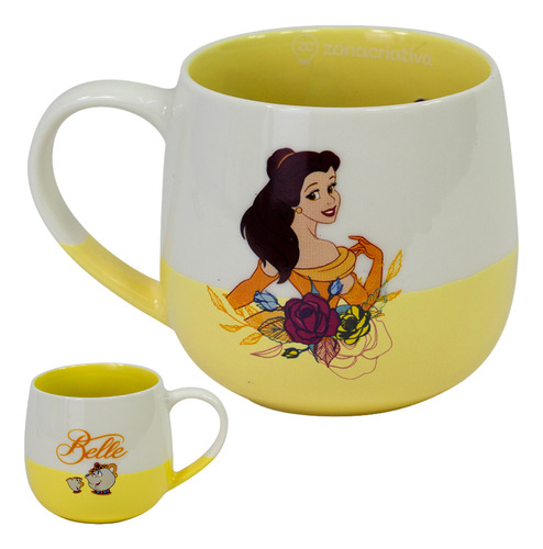 Caneca Princesa Bela E Fera + Caixa Presente Oficial Disney