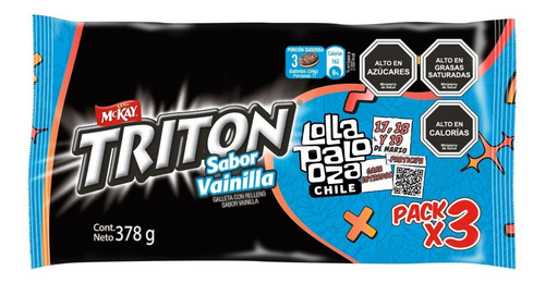 Imagen 1 de 4 de Galleta Sandwich Triton® Vainilla Multipack 3x126g