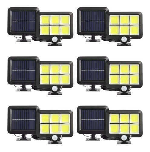 Six Pack Lampara  Solar 120 Leds Cob Con Sensor Movimiento