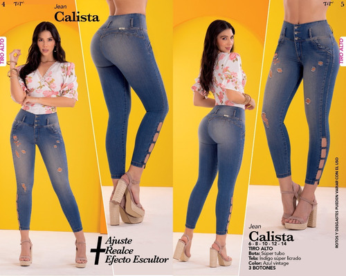 Jean Y Pantalón Mujer, Levanta Cola, Bota Tubo, Tiro Alto