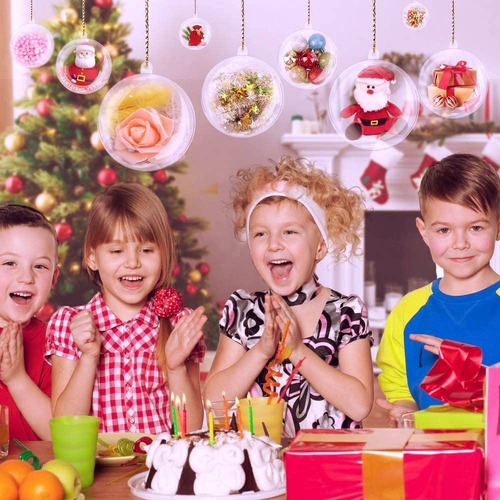 20 Adornos Rellenables Plástico Transparente Bola Navidad