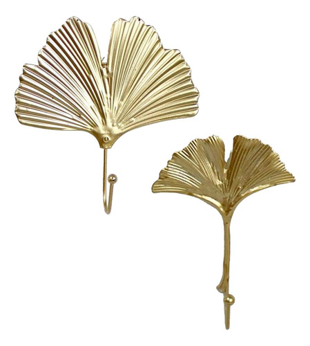 Gancho De Pared Con Diseño De Hoja Dorada De 2 Piezas,