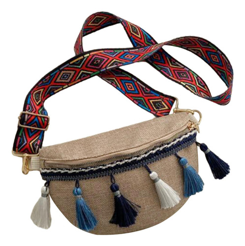 2 Riñonera Bohemia Con Borlas Bolso Bandolera Étnico Para