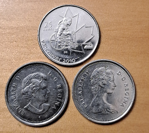 Canadá X 3 Monedas 25 Centavos Incluye 25 Ctvs Vancouvr 2010