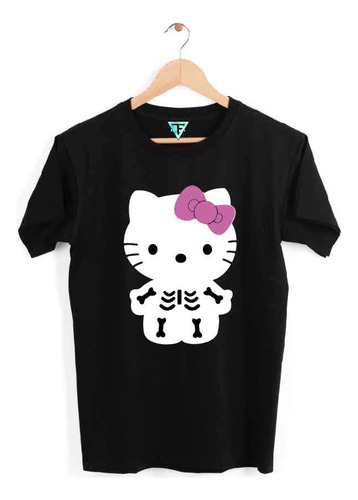 Polera Hello Kitty Esqueleto Halloween Niña Niño Hombr Mujer