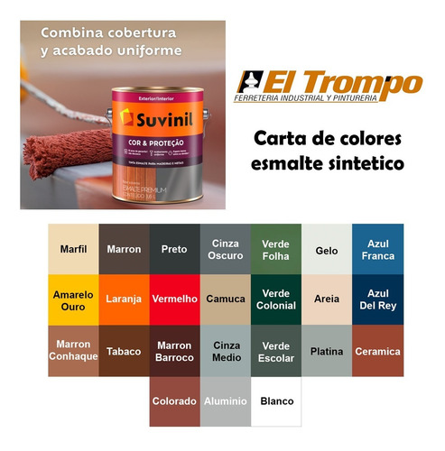 Esmalte Sintetico 3,6l Suvinil Proteccion Premium 26 Colores