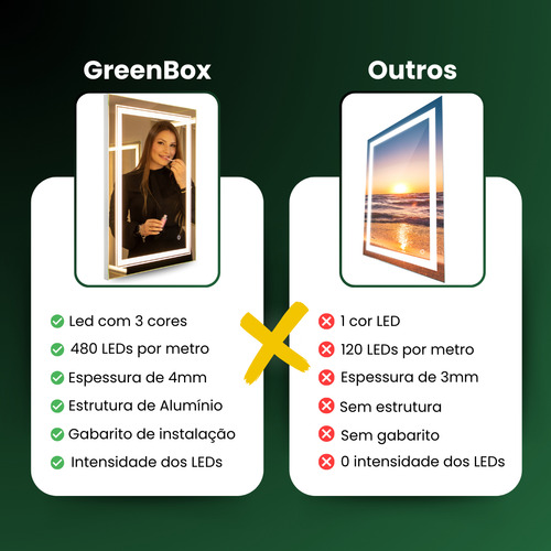Espelho Com Led Touch Screen Corpo Inteiro Para Banheiro Sala Hall 1,50 x 0,70cm
