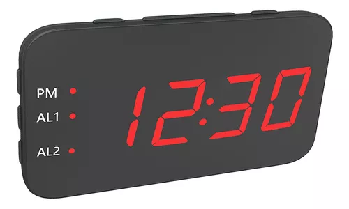 Reloj despertador digital Snooze para mesita de noche, USB, alta  definición, espejo de escritorio, calendario, despertador, LED, para mesita  de noche