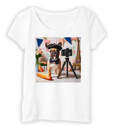 Remera Mujer Bulldog Frances Perro Dog Con Sombrero