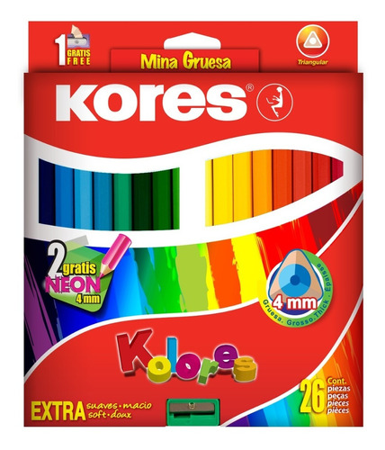 Colores Lapiz De Dibujo Kores Kolores X26 Piezas