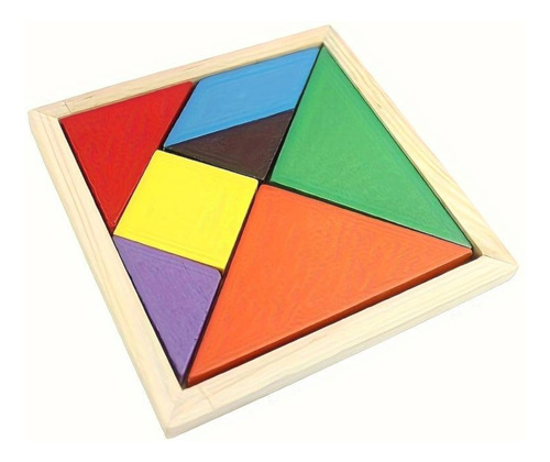 Rompecabezas Juguete De Tangram Colorido De Madera 