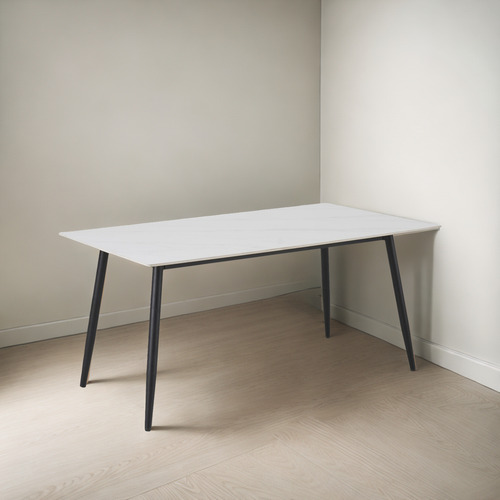 Juego Comedor Bulnes Neolith 140 Patas Negra + 4 Panama Negro Chenille Beige